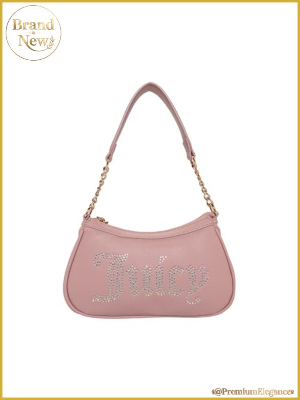Vinyl Shoulder Bag with Gold-Tone Chain Strap - Hobo Purse